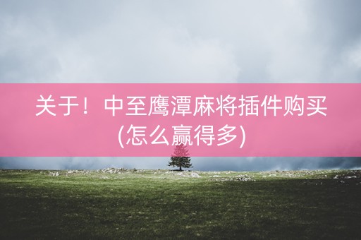 关于！中至鹰潭麻将插件购买(怎么赢得多)