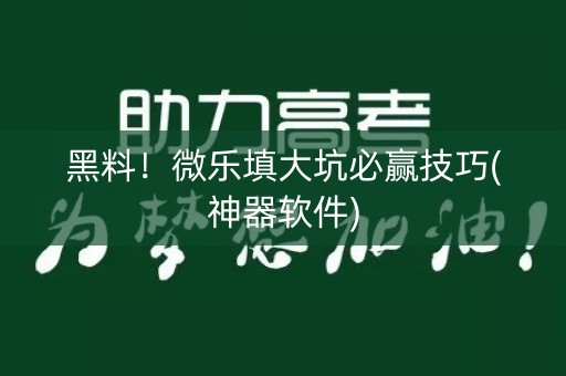 黑料！微乐填大坑必赢技巧(神器软件)