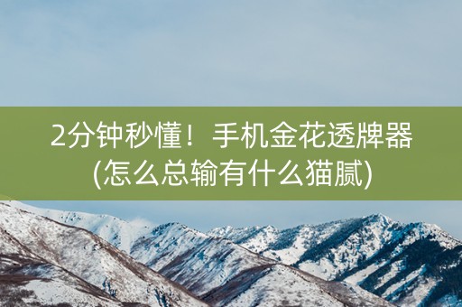 2分钟秒懂！手机金花透牌器(怎么总输有什么猫腻)