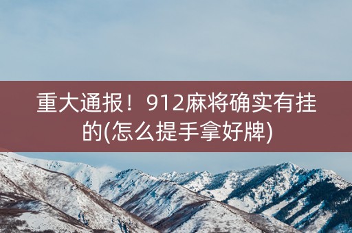 重大通报！912麻将确实有挂的(怎么提手拿好牌)