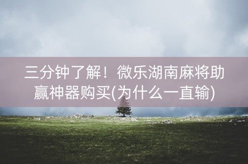 三分钟了解！微乐湖南麻将助赢神器购买(为什么一直输)