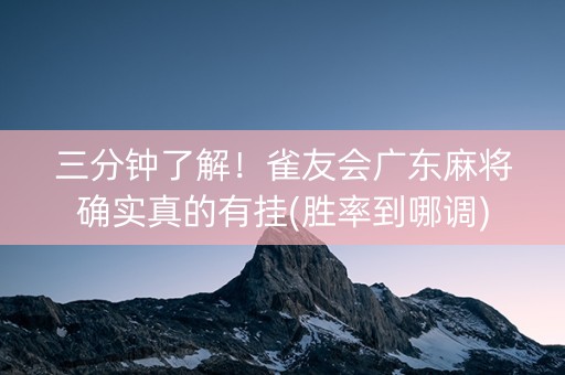 三分钟了解！雀友会广东麻将确实真的有挂(胜率到哪调)