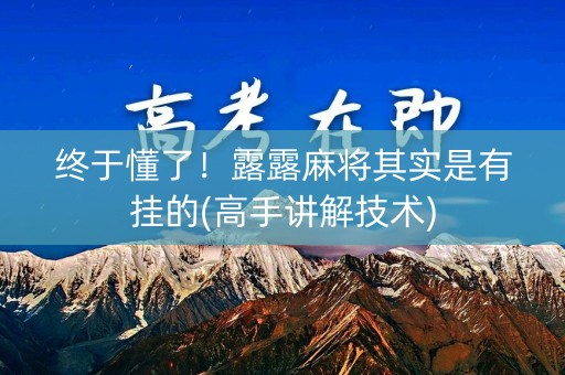 终于懂了！露露麻将其实是有挂的(高手讲解技术)
