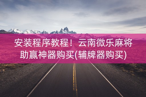 安装程序教程！云南微乐麻将助赢神器购买(辅牌器购买)