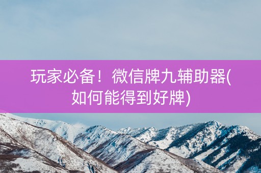 玩家必备！微信牌九辅助器(如何能得到好牌)