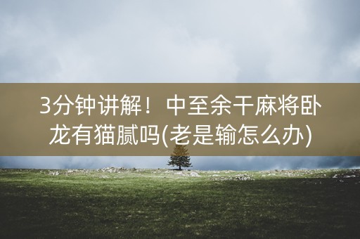 3分钟讲解！中至余干麻将卧龙有猫腻吗(老是输怎么办)