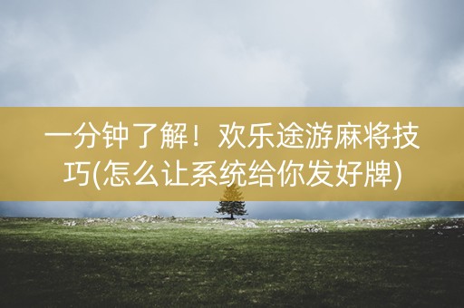 一分钟了解！欢乐途游麻将技巧(怎么让系统给你发好牌)