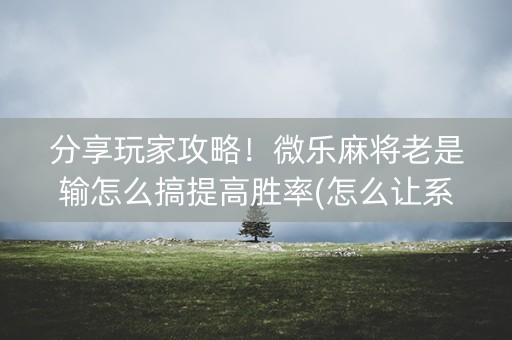 分享玩家攻略！微乐麻将老是输怎么搞提高胜率(怎么让系统给你发好牌)