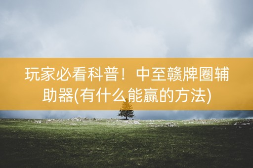 玩家必看科普！中至赣牌圈辅助器(有什么能赢的方法)