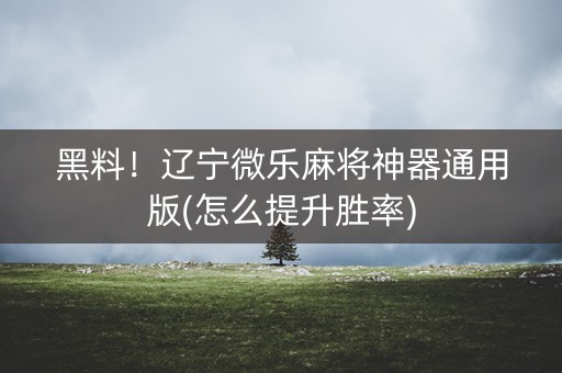 黑料！辽宁微乐麻将神器通用版(怎么提升胜率)