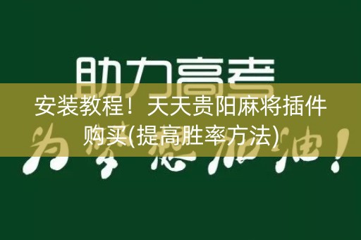 安装教程！天天贵阳麻将插件购买(提高胜率方法)