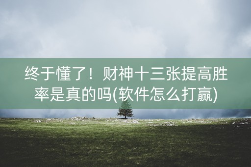 终于懂了！财神十三张提高胜率是真的吗(软件怎么打赢)