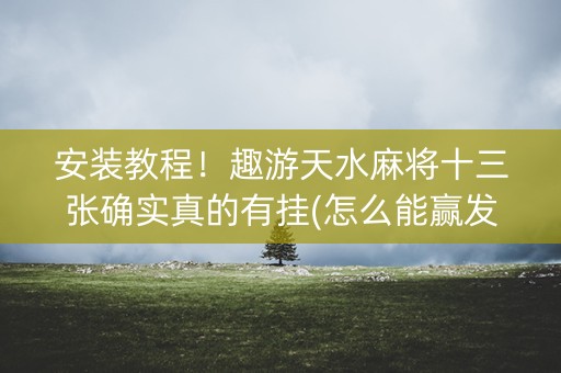 安装教程！趣游天水麻将十三张确实真的有挂(怎么能赢发牌规律)