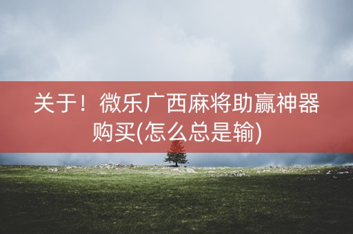 关于！微乐广西麻将助赢神器购买(怎么总是输)