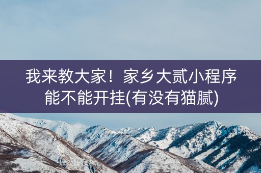 我来教大家！家乡大贰小程序能不能开挂(有没有猫腻)