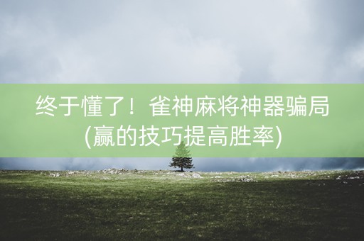 终于懂了！雀神麻将神器骗局(赢的技巧提高胜率)