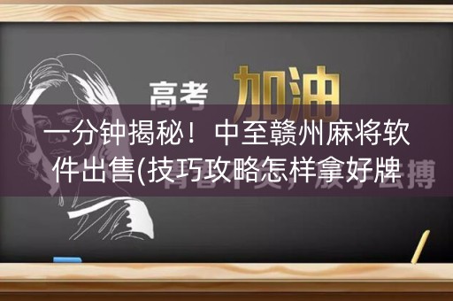 一分钟揭秘！中至赣州麻将软件出售(技巧攻略怎样拿好牌)