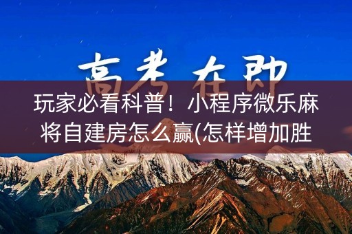 玩家必看科普！小程序微乐麻将自建房怎么赢(怎样增加胜率)