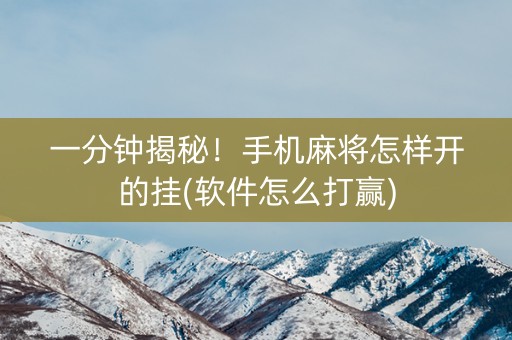 一分钟揭秘！手机麻将怎样开的挂(软件怎么打赢)