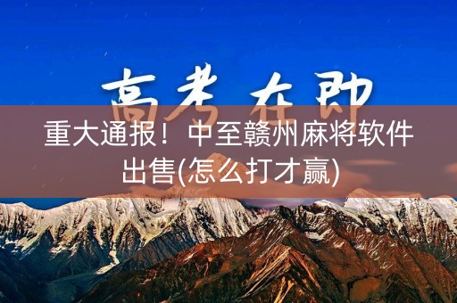 重大通报！中至赣州麻将软件出售(怎么打才赢)