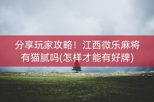 分享玩家攻略！江西微乐麻将有猫腻吗(怎样才能有好牌)