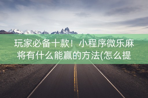 玩家必备十款！小程序微乐麻将有什么能赢的方法(怎么提升胜率)