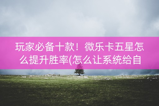 玩家必备十款！微乐卡五星怎么提升胜率(怎么让系统给自己好牌)