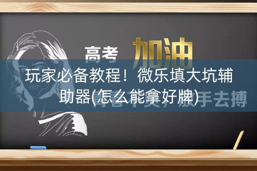 玩家必备教程！微乐填大坑辅助器(怎么能拿好牌)