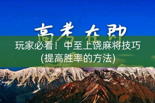 玩家必看！中至上饶麻将技巧(提高胜率的方法)