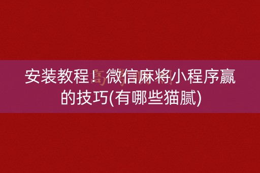 安装教程！微信麻将小程序赢的技巧(有哪些猫腻)