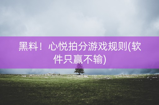 黑料！心悦拍分游戏规则(软件只赢不输)