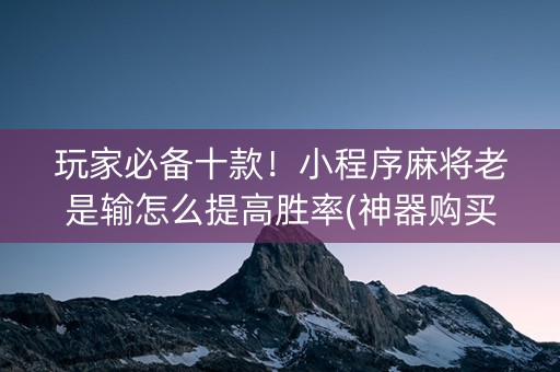 玩家必备十款！小程序麻将老是输怎么提高胜率(神器购买好牌规律)