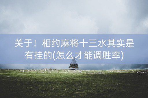 关于！相约麻将十三水其实是有挂的(怎么才能调胜率)