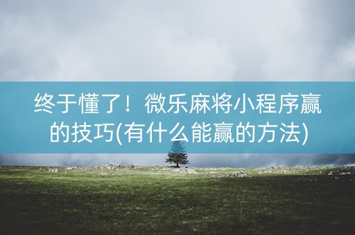 终于懂了！微乐麻将小程序赢的技巧(有什么能赢的方法)