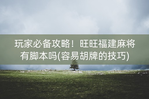 玩家必备攻略！旺旺福建麻将有脚本吗(容易胡牌的技巧)