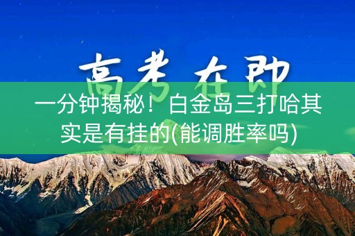 一分钟揭秘！白金岛三打哈其实是有挂的(能调胜率吗)