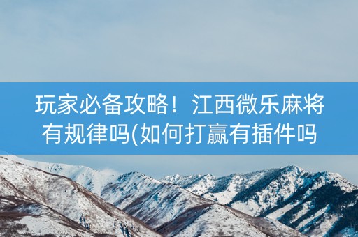 玩家必备攻略！江西微乐麻将有规律吗(如何打赢有插件吗)