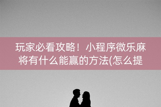 玩家必看攻略！小程序微乐麻将有什么能赢的方法(怎么提高好牌率)