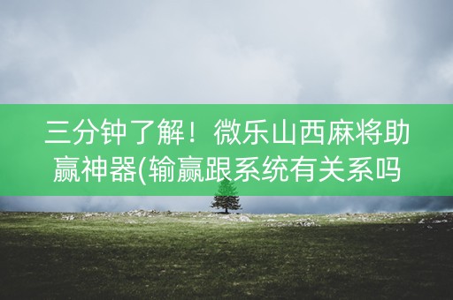 三分钟了解！微乐山西麻将助赢神器(输赢跟系统有关系吗)