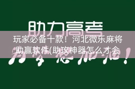 玩家必备十款！河北微乐麻将助赢软件(助攻神器怎么才会赢)
