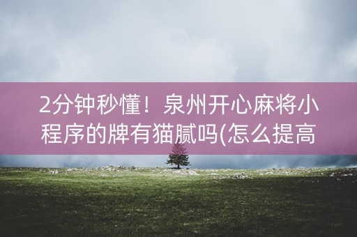 2分钟秒懂！泉州开心麻将小程序的牌有猫腻吗(怎么提高好牌率)