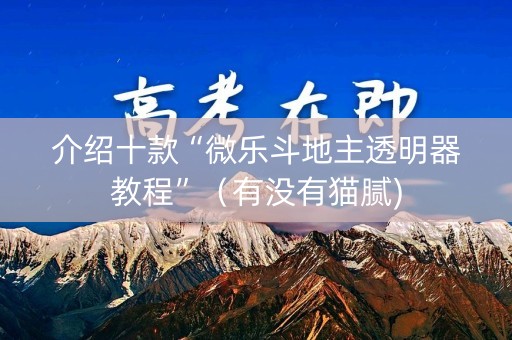 介绍十款“微乐斗地主透明器教程”（有没有猫腻)