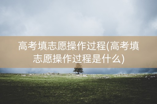 高考填志愿操作过程(高考填志愿操作过程是什么)