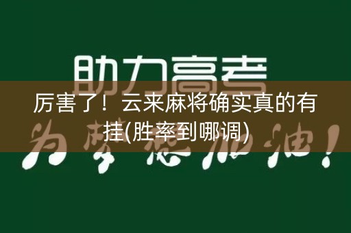 厉害了！云来麻将确实真的有挂(胜率到哪调)