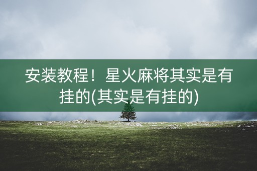 安装教程！星火麻将其实是有挂的(其实是有挂的)