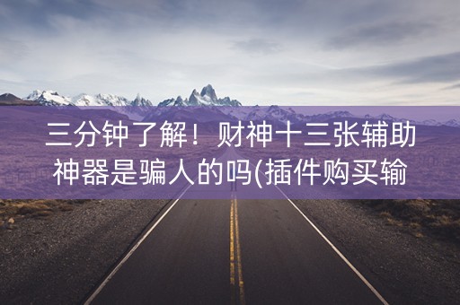 三分钟了解！财神十三张辅助神器是骗人的吗(插件购买输赢规律)