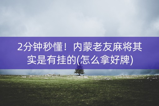 2分钟秒懂！内蒙老友麻将其实是有挂的(怎么拿好牌)