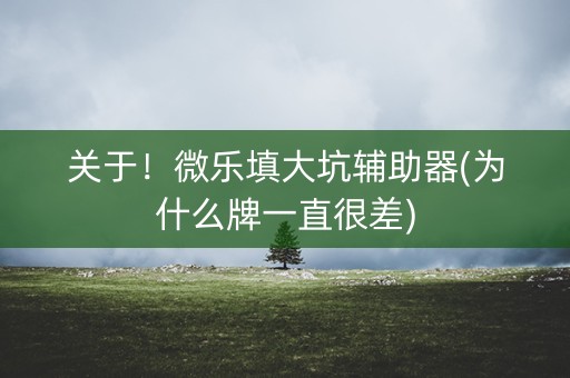 关于！微乐填大坑辅助器(为什么牌一直很差)