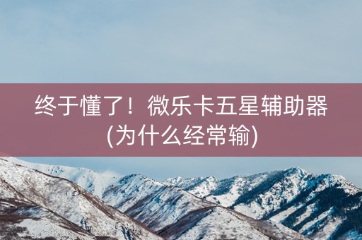 终于懂了！微乐卡五星辅助器(为什么经常输)