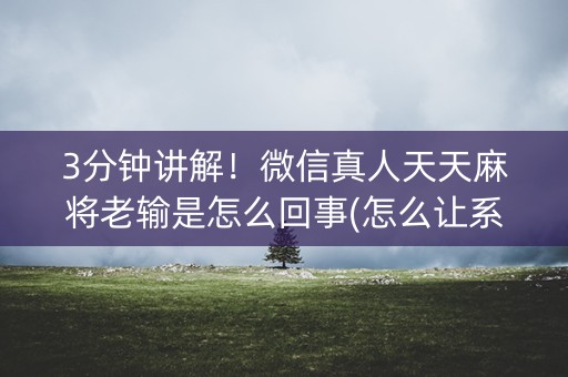 3分钟讲解！微信真人天天麻将老输是怎么回事(怎么让系统发好牌)